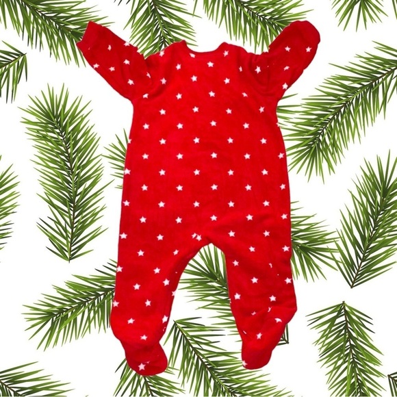 LITTLE Me Size 9M My 1st Christmas Red/White Stars Full Zip Footie Pajama - Picture 2 of 4